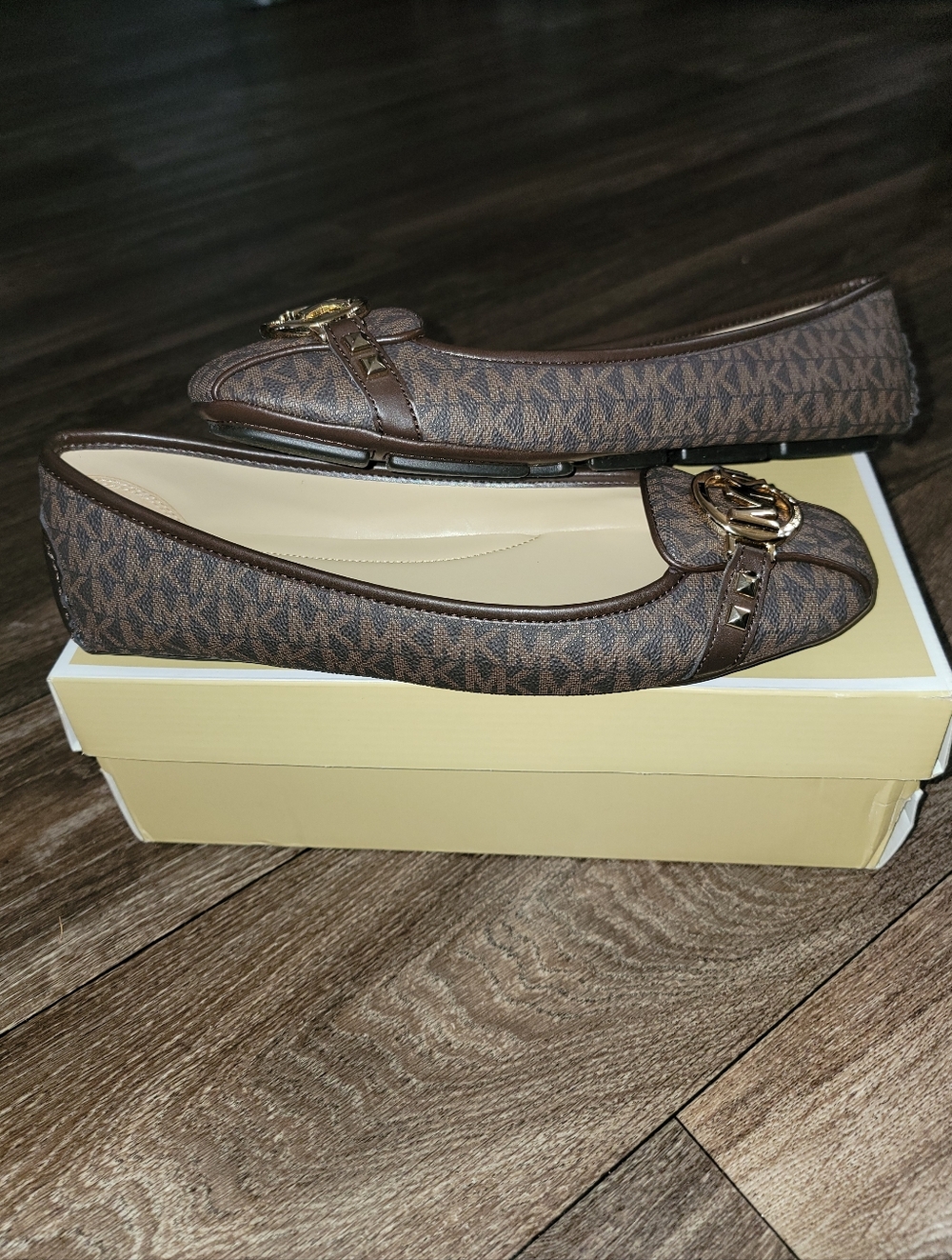 Michael Kors Brown Fulton Moc Flats with Gold Accent - Picture 6 of 6